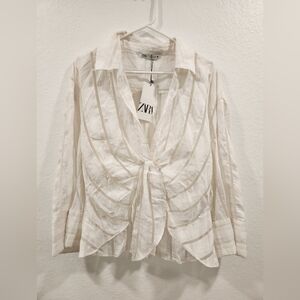 Zara Women's White Striped Top